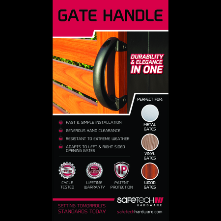 Safetech Hardware 6” Non-Corrosive Gate Handle, Black SHDL-150